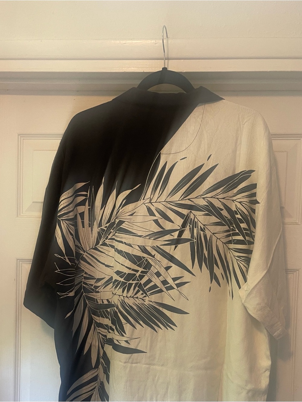 Tommy Bahama Black & White Leaf Print Button-Down Shirt - Picture 2 of 3
